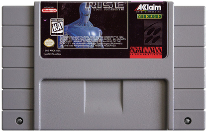Rise of the Robots retro SNES video game Rise of the Robots sci fi fighting game robotic combat one on one battles futuristic action gameplay console title Super Nintendo release cartridge