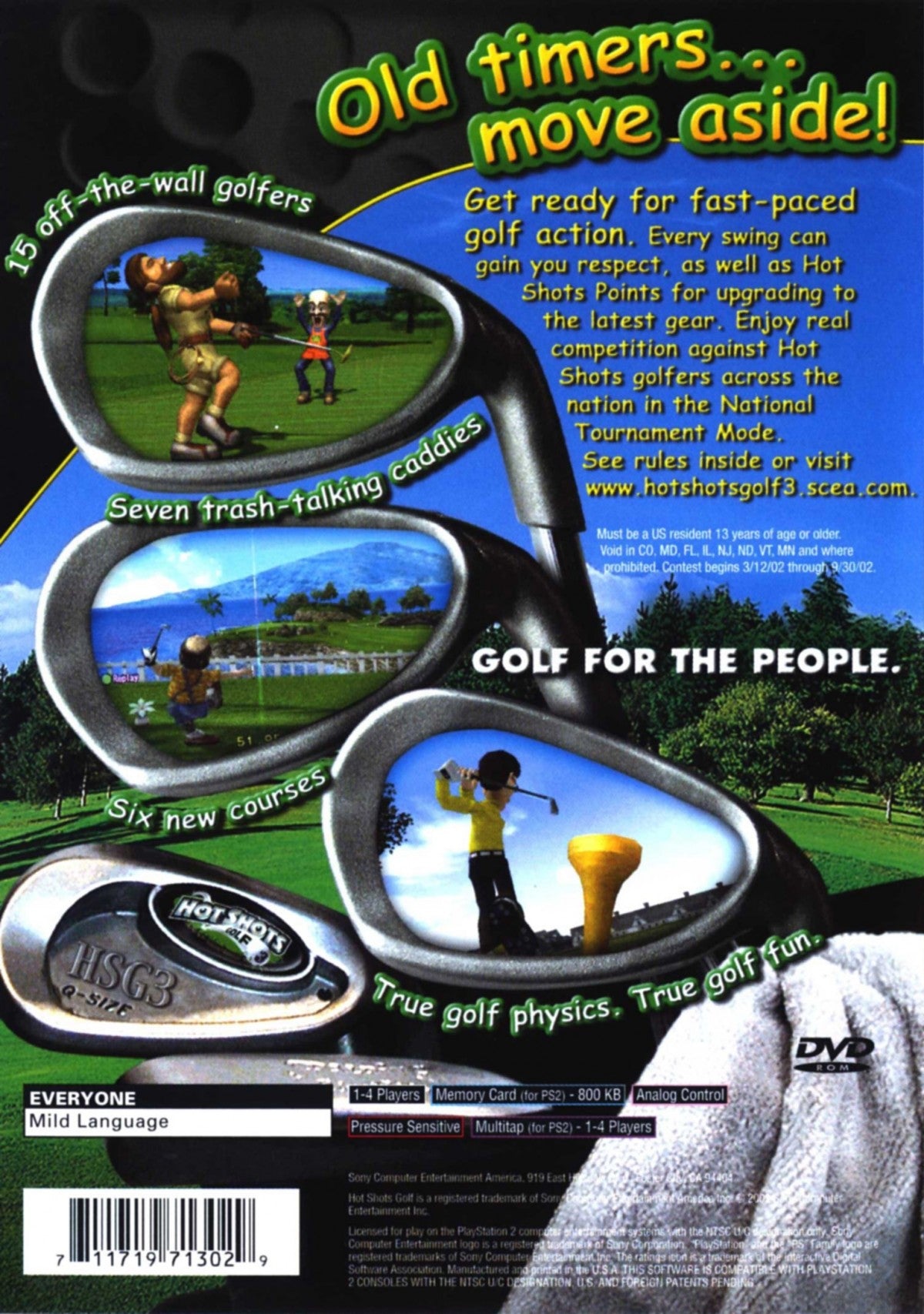 Hot Shots Golf 3 back disc art for PlayStation 2 (PS2) video game