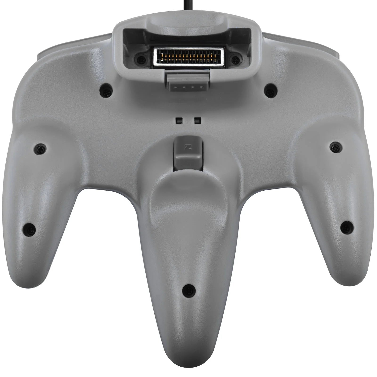 Back view of original gray Nintendo 64 controller wired gaming accessory