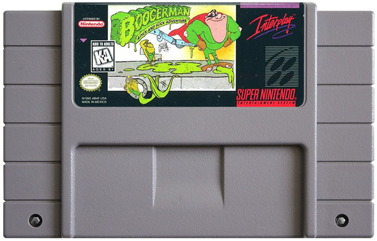 Boogerman A Pick and Flick Adventure cartridge for Super Nintendo Entertainment System (SNES) video game