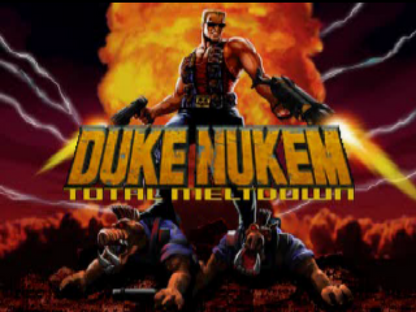 Duke Nukem: Total Meltdown retro sci-fi first-person shooter game for PlayStation 1 (PS1) title screen