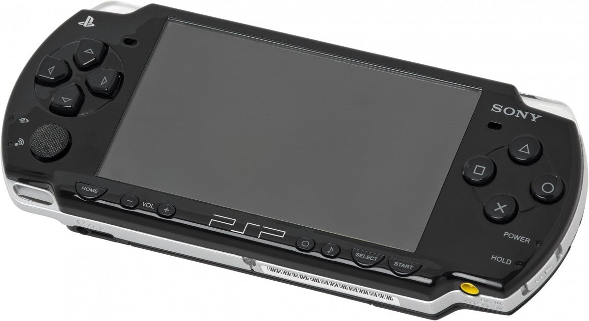 PlayStation Portable 2000 PSP 2000 Black JPN Japan Import Region Free handheld gaming console featuring a sleek black design portable gaming system UMD game support memory card compatibility vibrant widescreen display built-in controls Japanese import hardware region free gameplay and scratch and scuff condition collectible gaming appeal