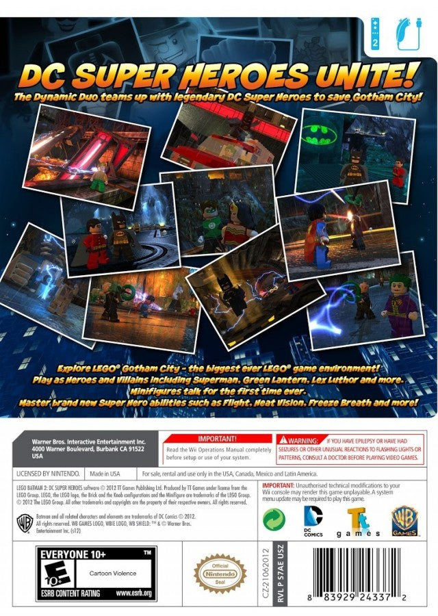 LEGO Batman 2: DC Super Heroes – Nintendo Wii (Wii) action-adventure superhero platformer video game back of case