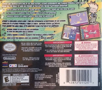 Johnny Test back of case for Nintendo DS (DS) cartoon action adventure video game