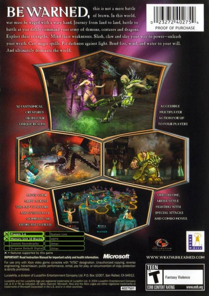 Wrath Unleashed back cover art for Xbox (XBOX) video game