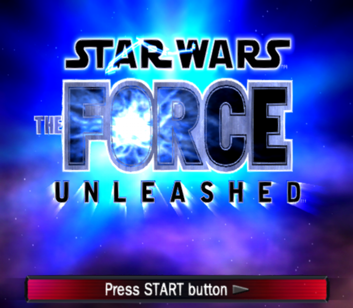 Star Wars: The Force Unleashed – PlayStation 2 (PS2) video game title screen, action-adventure lightsaber combat.