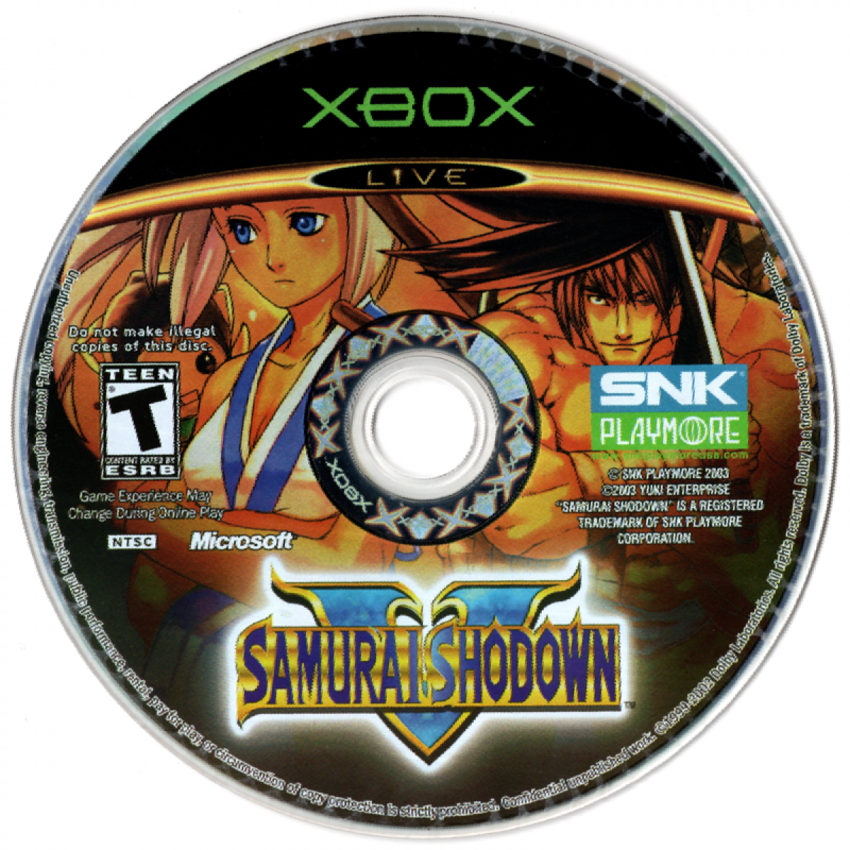Samurai Shodown V disc for Xbox (XBOX) video game 