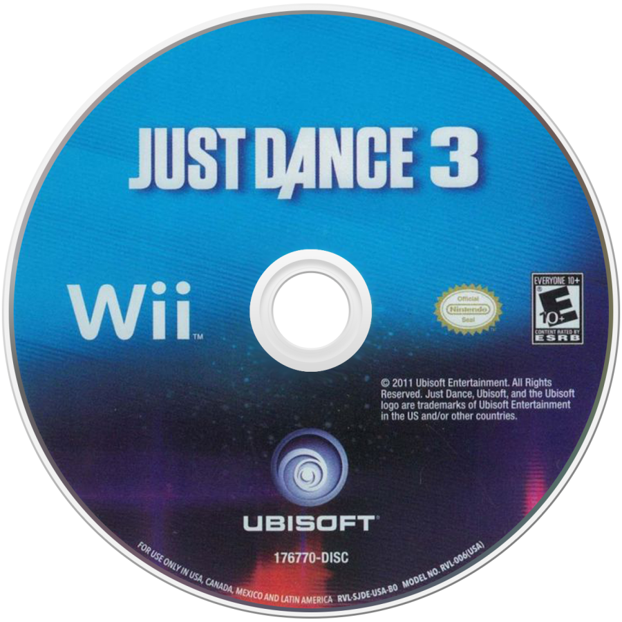 Just Dance 3 game disc cover for Wii console