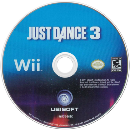 Just Dance 3 game disc cover for Wii console