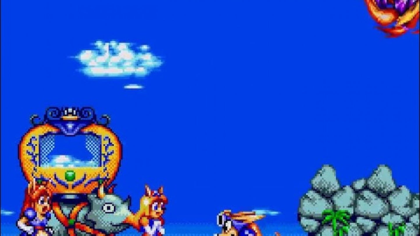 Sparkster Sega Genesis for retro video game enthusiasts featuring side scrolling action platforming gameplay rocket powered knight adventures fast paced combat colorful fantasy worlds challenging boss battles classic 16 bit gaming and collectible gaming appeal gameplay