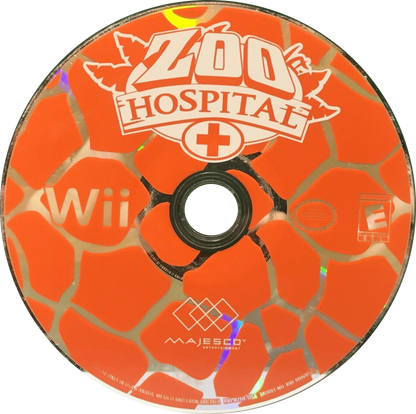 Zoo Hospital disc art for Nintendo Wii (Wii) featuring veterinary simulation gameplay where players diagnose and treat exotic animals, manage a zoo clinic, and perform interactive medical procedures with motion‑based controls.