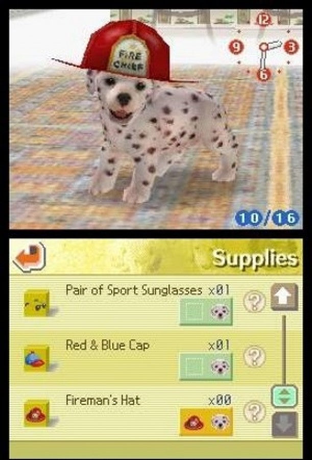 Nintendogs Dalmatian and Friends Limited Edition Nintendo DS pet simulation video game featuring Dalmatian Boxer German Shepherd Golden Retriever puppies touch screen training microphone voice commands Bark Mode virtual pet gameplay screenshot