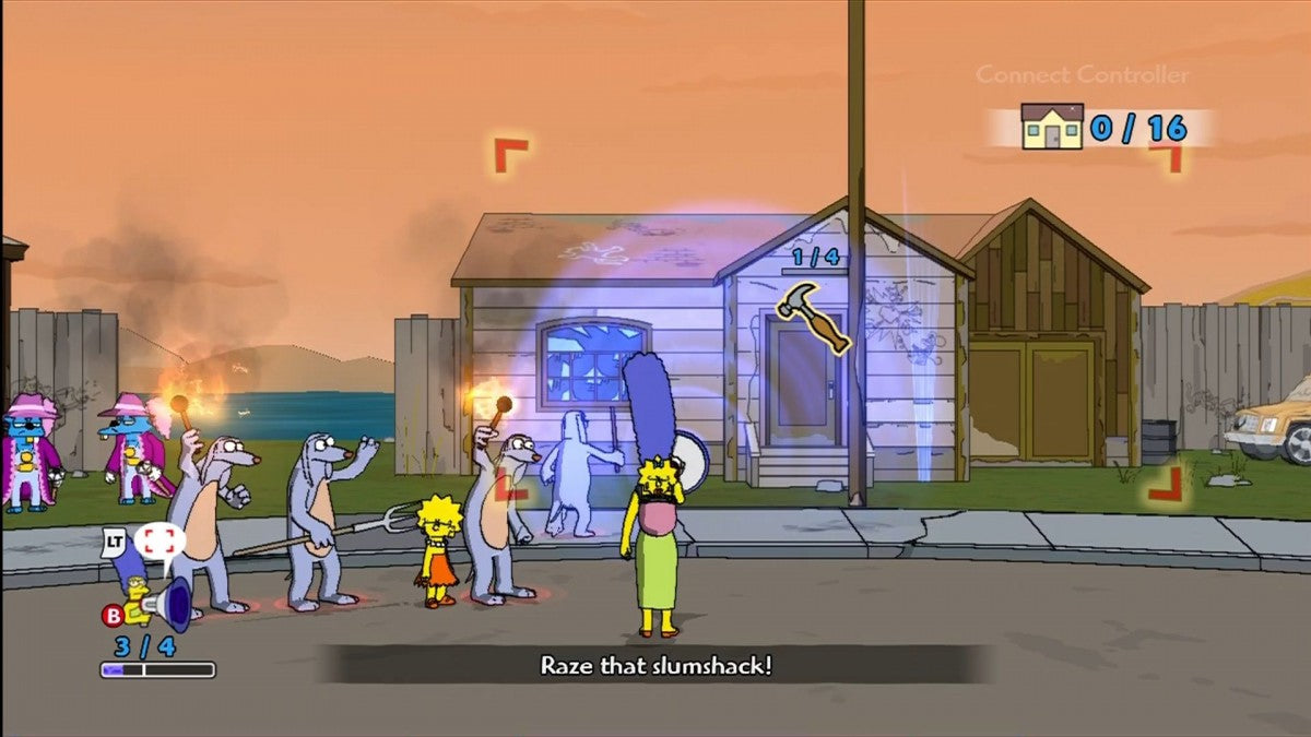 The Simpsons Game for Xbox 360 action adventure video game featuring humor filled levels based on the iconic animated series, cooperative gameplay, satirical parody elements, and interactive Springfield exploration experience gameplay