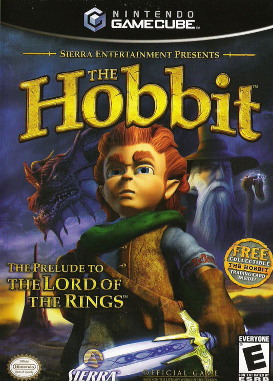 Cover art for The Hobbit GameCube GC video game, action adventure, fantasy RPG, Middle-earth story, movie tie-in, Nintendo GameCube title