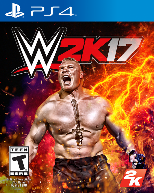 WWE 2K17 PlayStation 4 PS4 for retro video game enthusiasts featuring professional wrestling gameplay authentic WWE Superstars realistic ring combat career mode creation suite signature moves and competitive multiplayer matches and collectible gaming appeal front cover  