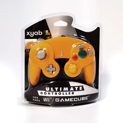 XYAB brand orange Nintendo GameCube wired controller retro gaming accessory