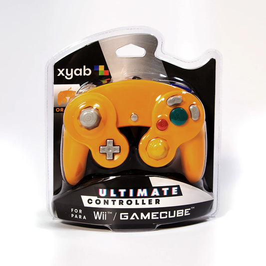 XYAB brand orange Nintendo GameCube wired controller retro gaming accessory