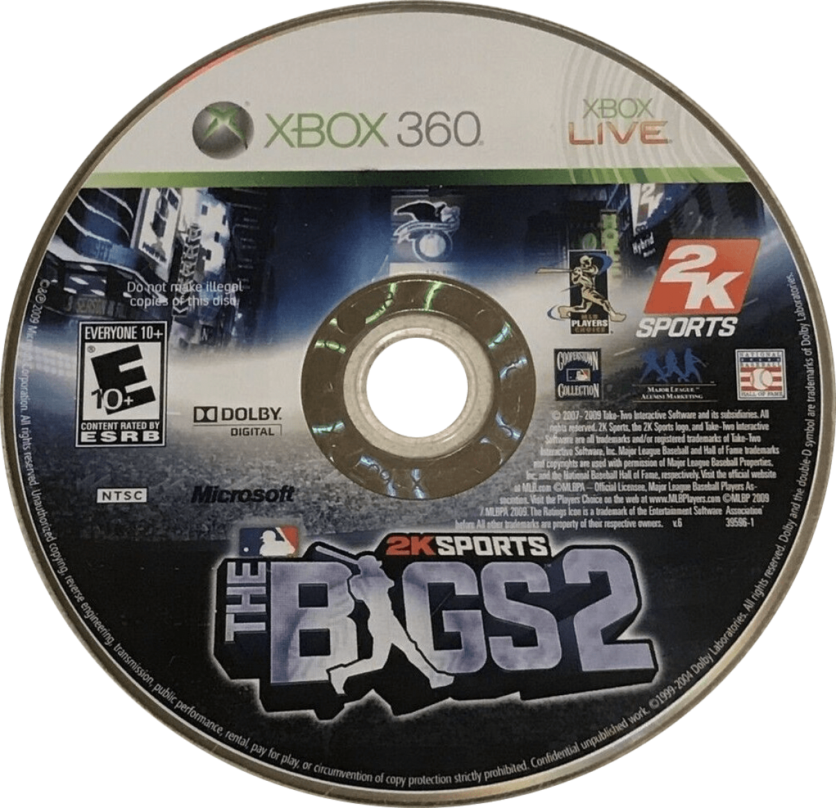 The Bigs 2 disc for Xbox 360 (X360) arcade-style baseball video game