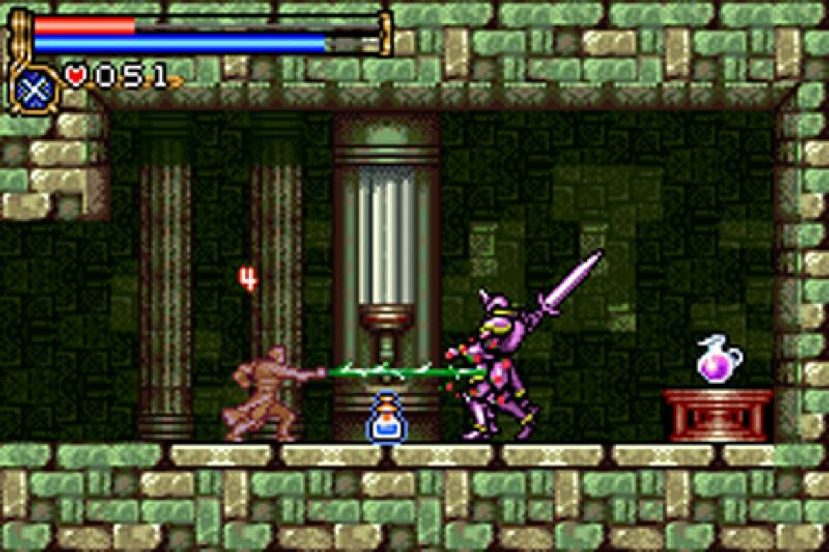 Castlevania: Circle of the Moon Nintendo Game Boy Advance GBA for action adventure metroidvania retro video game fans featuring vampire hunting gothic castles platforming exploration magical abilities powerful weapons challenging bosses classic handheld gaming collectible gaming appeal gameplay