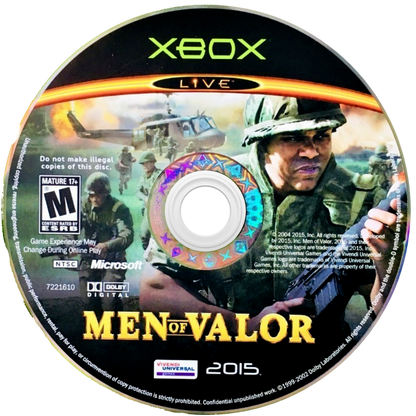 Men of Valor retro Xbox video game Men of Valor military first person shooter Vietnam War tactical combat historical warfare action campaign console title Xbox release disc