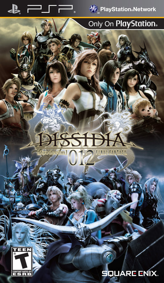 Dissidia 012 Duodecim Final Fantasy PlayStation Portable game featuring fast-paced crossover fighting gameplay with iconic Final Fantasy characters front cover
