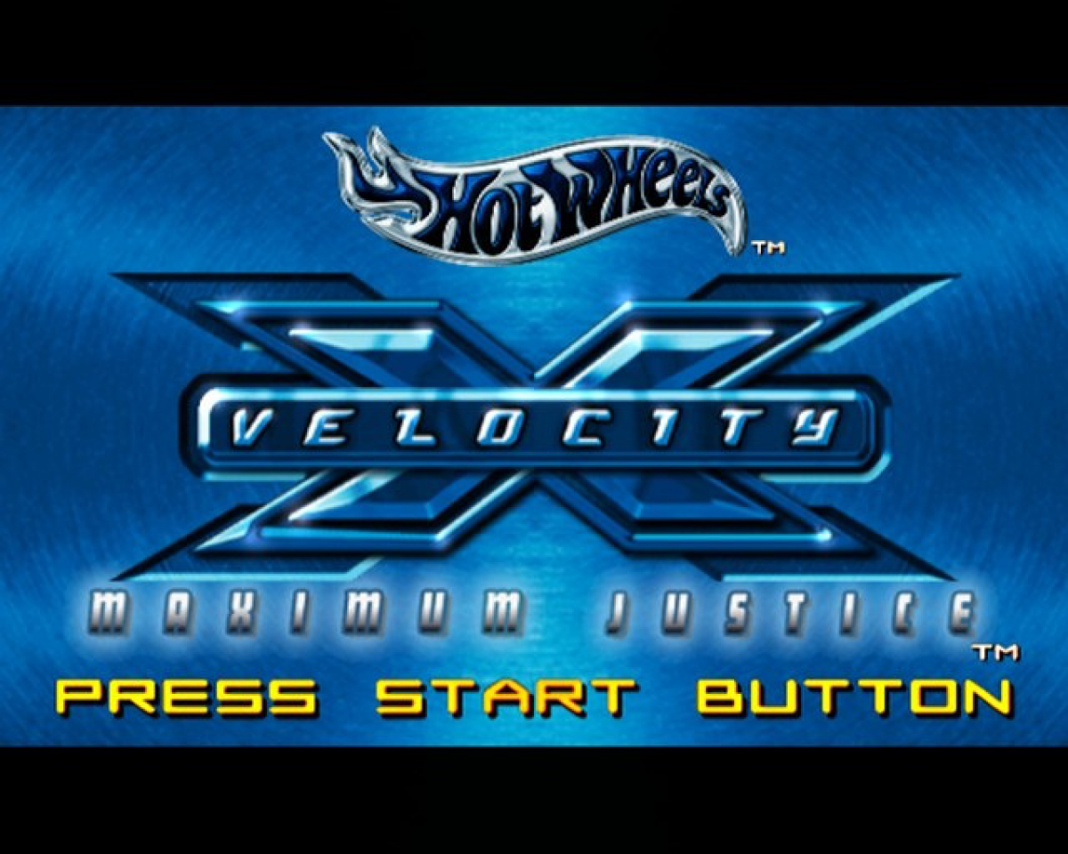 Hot Wheels: Velocity X - Maximum Justice title screen for PlayStation 2 (PS2) video game