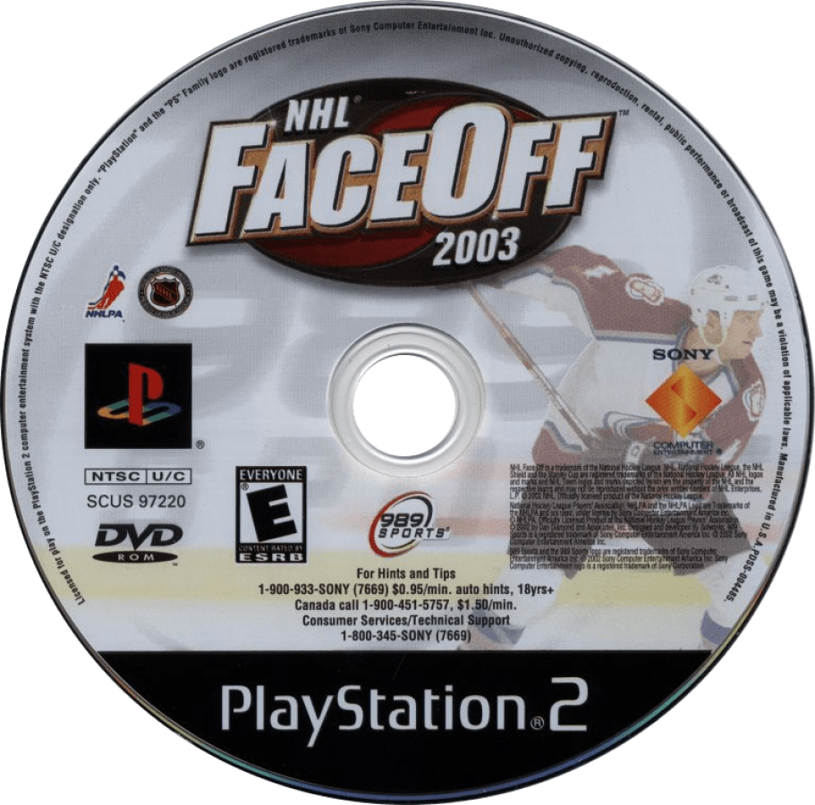 NHL FaceOff 2003 – PlayStation 2 (PS2) video game disc, ice hockey sports simulation game.