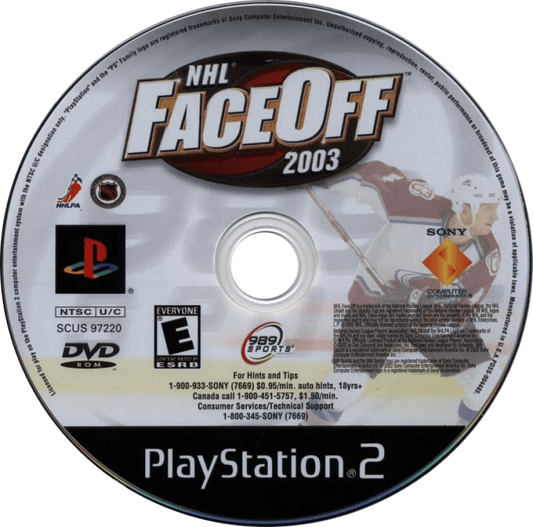 NHL FaceOff 2003 – PlayStation 2 (PS2) video game disc, ice hockey sports simulation game.