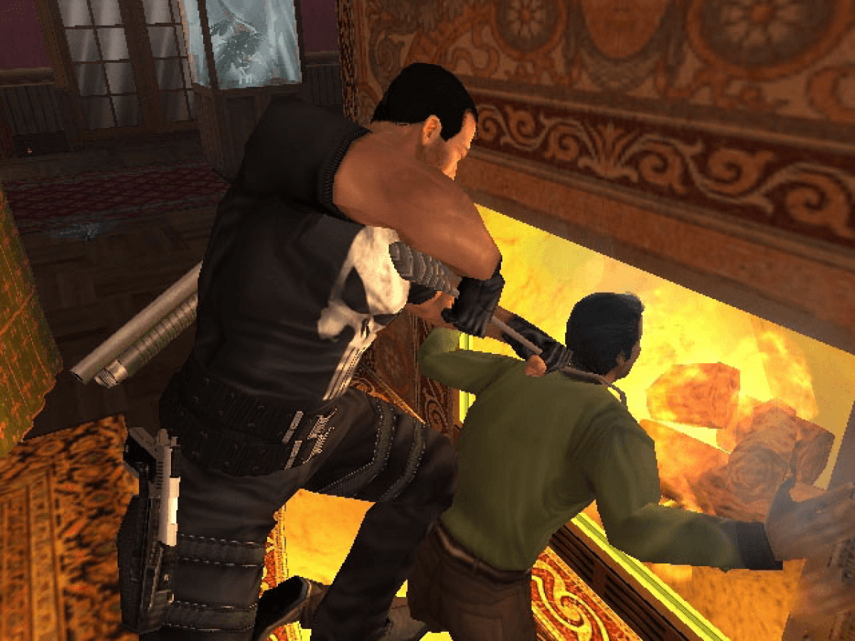 The Punisher Xbox retro video game action shooter featuring Frank Castle intense combat weapons tactical gameplay crime fighting missions Marvel character action third person shooting Xbox gaming experience collectible game collection appeal gameplay