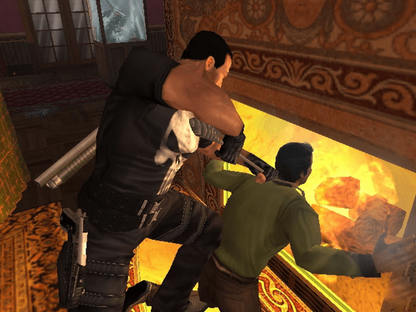 The Punisher Xbox retro video game action shooter featuring Frank Castle intense combat weapons tactical gameplay crime fighting missions Marvel character action third person shooting Xbox gaming experience collectible game collection appeal gameplay