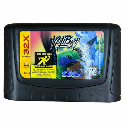 Kolibri Sega 32X for retro video game enthusiasts featuring side scrolling shoot em up gameplay unique hummingbird protagonist nature themed environments fast paced aerial combat weapon upgrades challenging enemy encounters and collectible gaming appeal front of cartridge