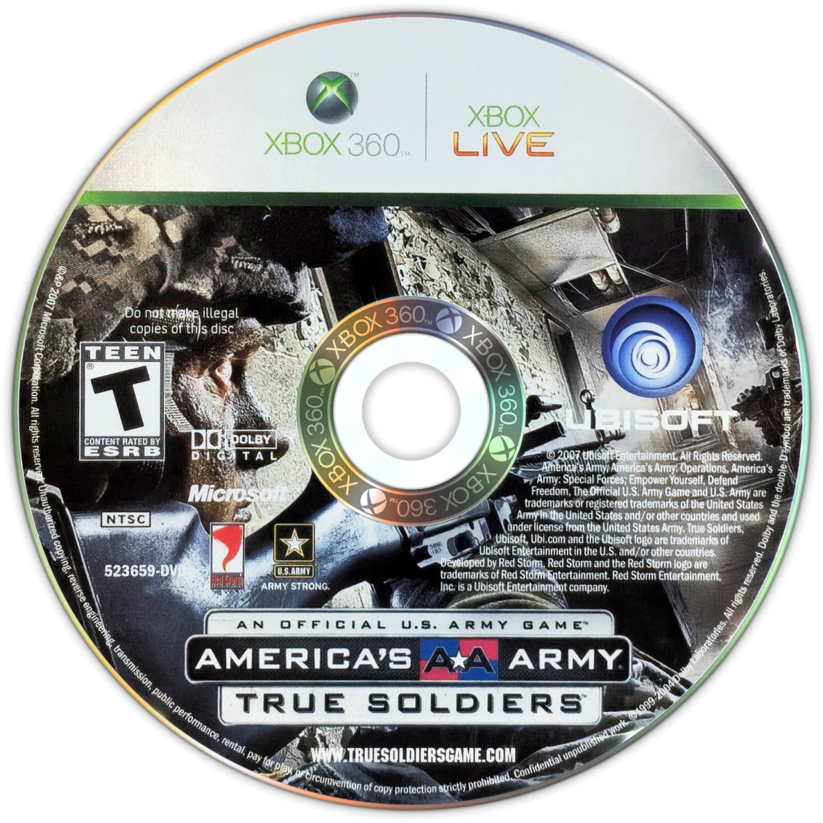Americas Army True Soldiers retro Xbox 360 video game featuring military shooter gameplay, tactical combat missions, squad based action and classic Xbox 360 entertainment - disc