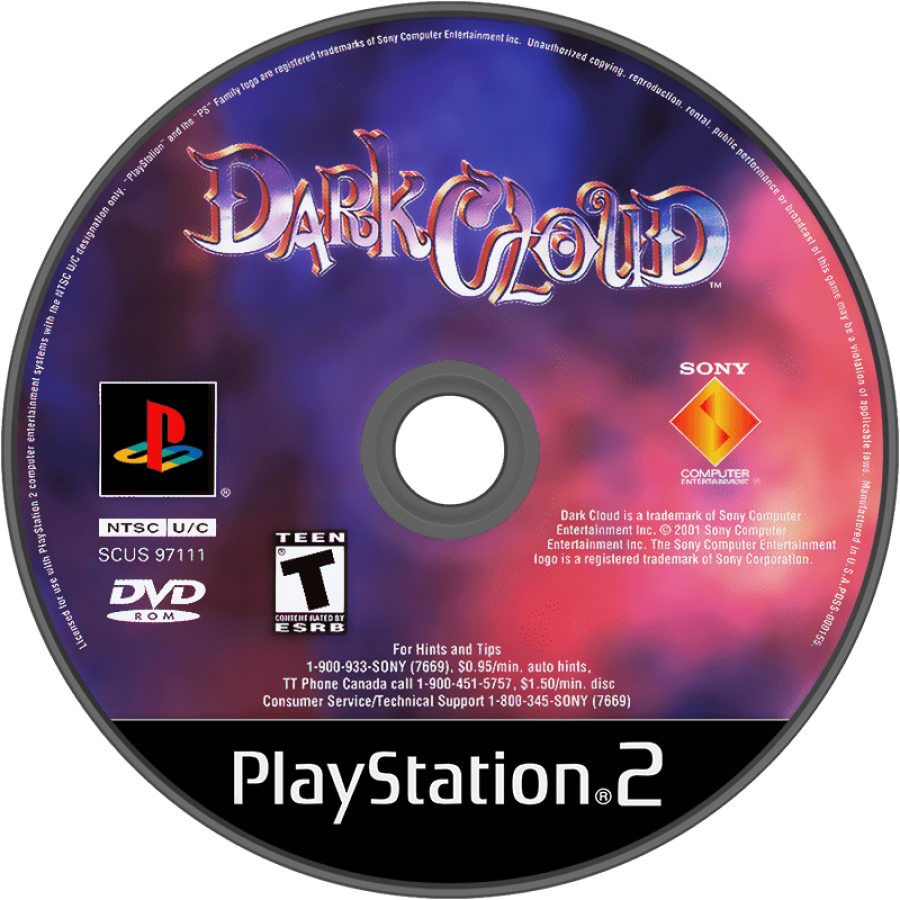 Dark Cloud for PlayStation 2 with action-RPG adventure and city-building gameplay disc