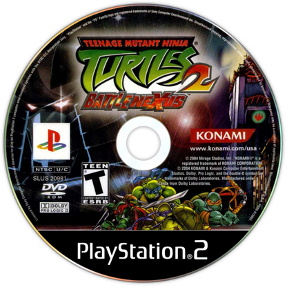 Teenage Mutant Ninja Turtles 2: Battle Nexus – PlayStation 2 (PS2) video game disc, action beat 'em up.