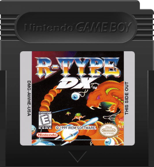 R-Type DX Nintendo Game Boy Color GBC for side scrolling shoot em up retro video game fans featuring intense space combat alien enemies powerful weapon upgrades fast paced arcade action challenging levels classic handheld gaming collectible gaming appeal cartridge