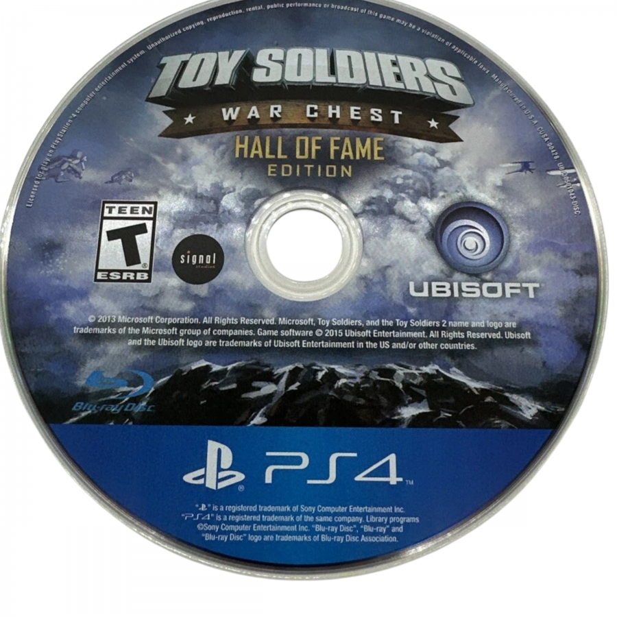 Toy Soldiers War Chest Hall of Fame Edition PS4 inspired design featuring action strategy warfare aesthetic miniature toy armies tower defense gameplay explosive battlefield combat iconic hero units imaginative military sandbox adventure presentation disc