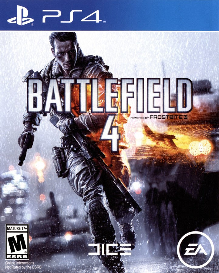 Battlefield 4 PS4 game featuring large-scale multiplayer warfare, realistic military combat, and intense first-person shooter action cover art