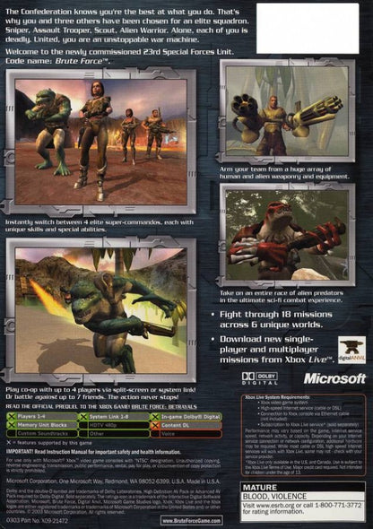 Brute Force back cover art for Xbox (XBOX) video game