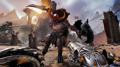 DOOM The Dark Ages PlayStation 5 PS5 for first person shooter video game fans featuring brutal demon combat medieval dark fantasy environments powerful weapons heavy armor shield combat chainsaw action intense boss battles cinematic campaign missions and fast paced demon slaying gameplay collectible gaming appeal gameplay
