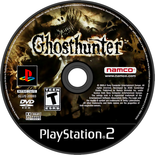 Ghosthunter PS2 Sony PlayStation 2 action adventure horror game third person shooting supernatural ghost hunting paranormal enemies puzzle solving atmospheric gameplay dark comedy elements retro gaming PlayStation 2 software video game title disc