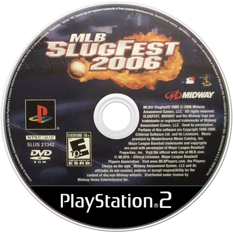 MLB SlugFest 2006 PlayStation 2 PS2 for retro video game enthusiasts featuring arcade style baseball gameplay over the top sports action exaggerated power hits fast paced multiplayer competition authentic MLB teams and players and collectible gaming appeal disc