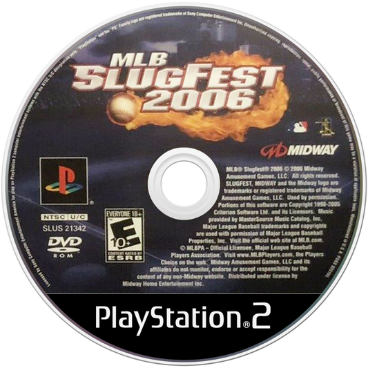 MLB SlugFest 2006 PlayStation 2 PS2 for retro video game enthusiasts featuring arcade style baseball gameplay over the top sports action exaggerated power hits fast paced multiplayer competition authentic MLB teams and players and collectible gaming appeal disc