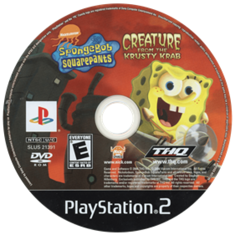 SpongeBob SquarePants Creature from the Krusty Krab PlayStation 2 PS2 video game, action platformer, cartoon-based adventure, Nickelodeon title disc