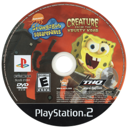 SpongeBob SquarePants Creature from the Krusty Krab PlayStation 2 PS2 video game, action platformer, cartoon-based adventure, Nickelodeon title disc