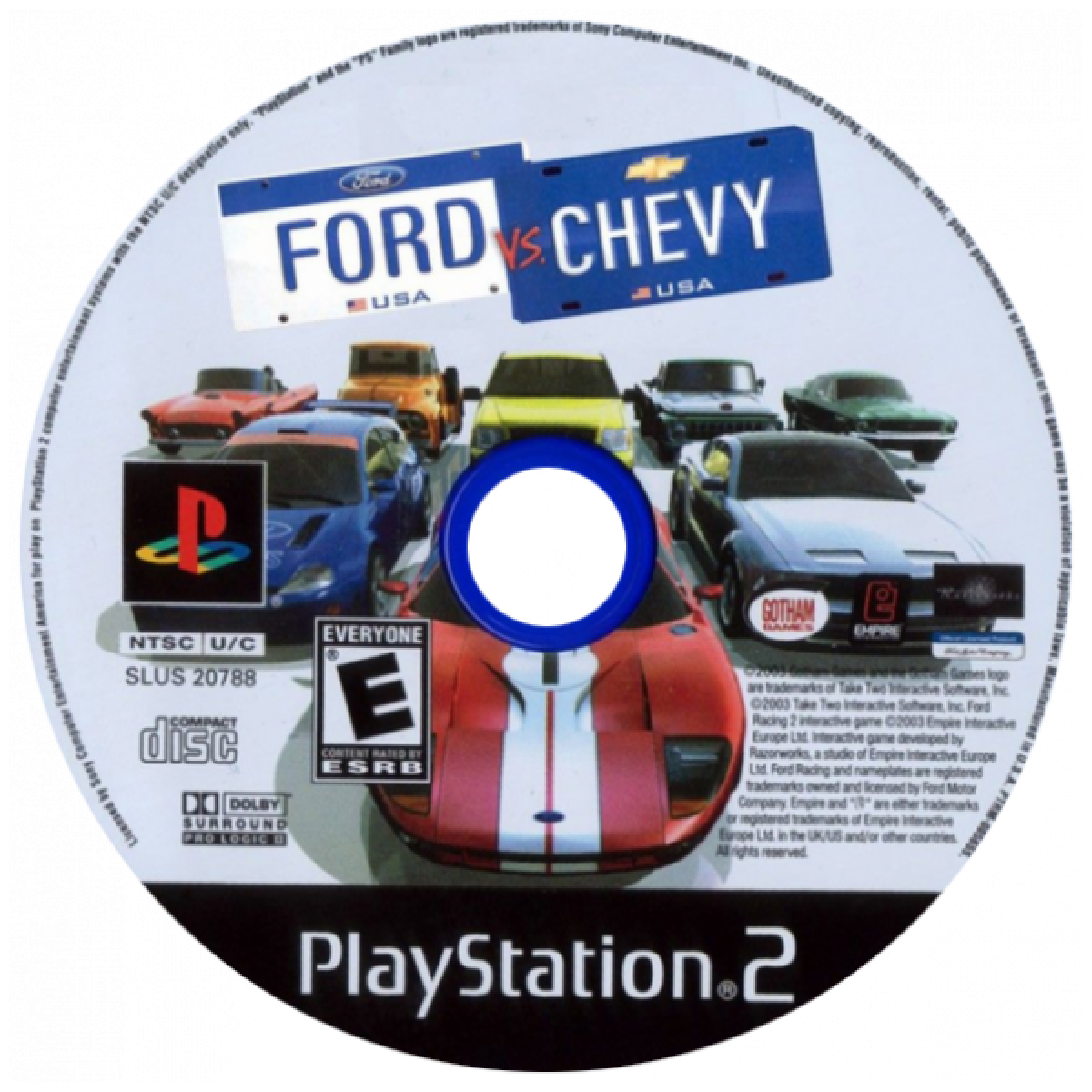 Ford vs Chevy PS2 Sony PlayStation 2 racing game drag racing muscle cars Ford Chevrolet rivalry car customization street racing competition automotive racing gameplay retro gaming PlayStation 2 software video game title disc
