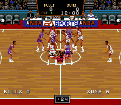 NBA Showdown for Super Nintendo Entertainment System with classic 16-bit basketball simulation theme gameplay screenshot