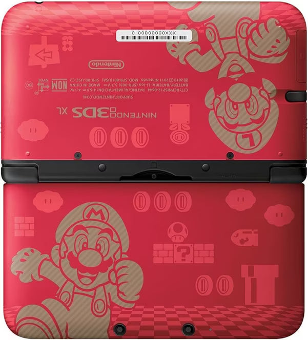 Nintendo 3DS XL New Super Mario Bros 2 Limited Edition Red and Gold handheld gaming system featuring collectible Mario themed design large dual screens glasses free 3D display touch screen controls built in cameras Wi Fi connectivity backward compatibility with Nintendo DS games rechargeable battery portable Nintendo gaming collectible gaming appeal