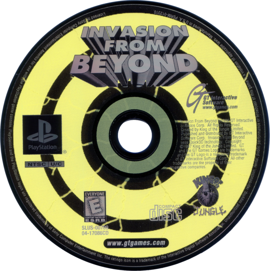 Invasion from Beyond PlayStation 1 PS1 for action shooter retro video game fans featuring alien invasion sci fi combat futuristic weapons fast paced arcade action extraterrestrial enemies mission based gameplay collectible gaming appeal disc