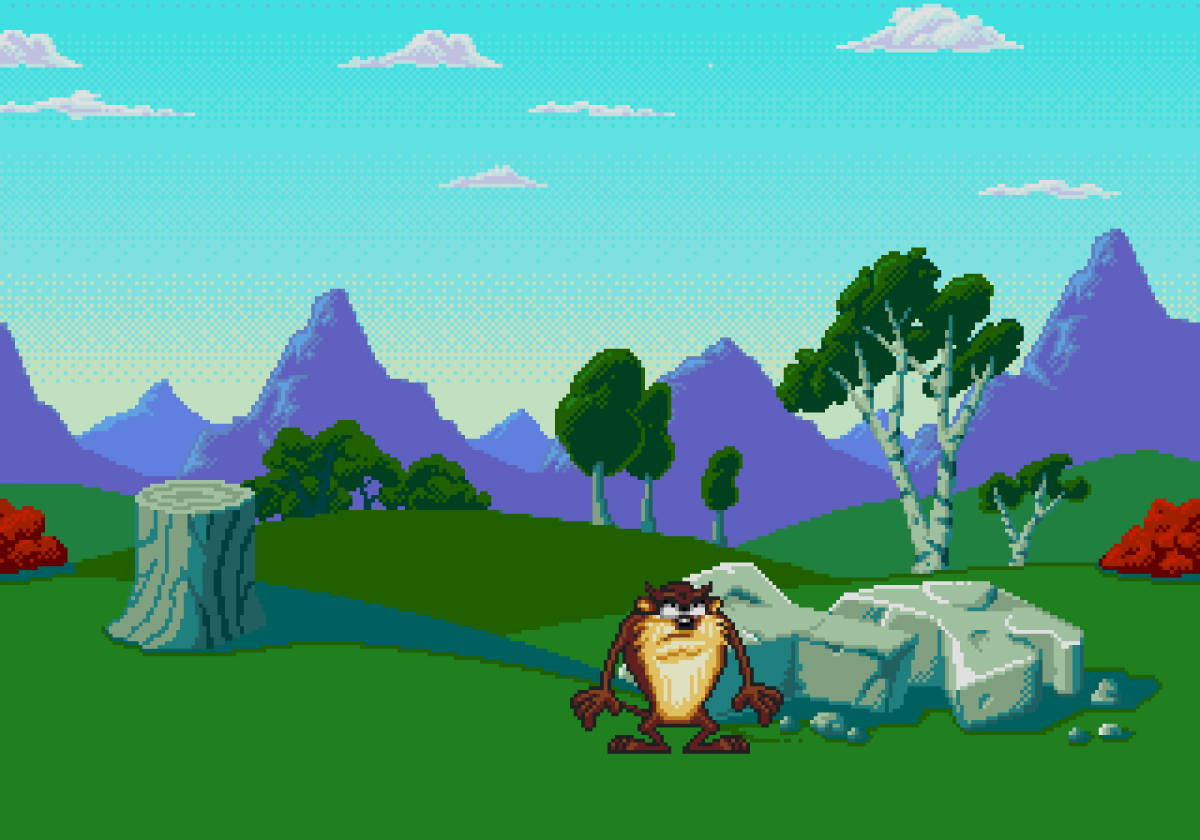 Taz in Escape from Mars Sega Genesis video game, action platformer, Looney Tunes cartoon-based adventure, retro console title gameplay