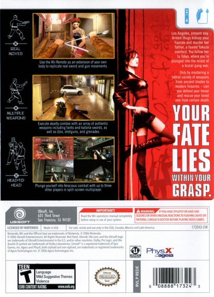 Red Steel – Nintendo Wii (Wii) first-person shooter action adventure video game back of case